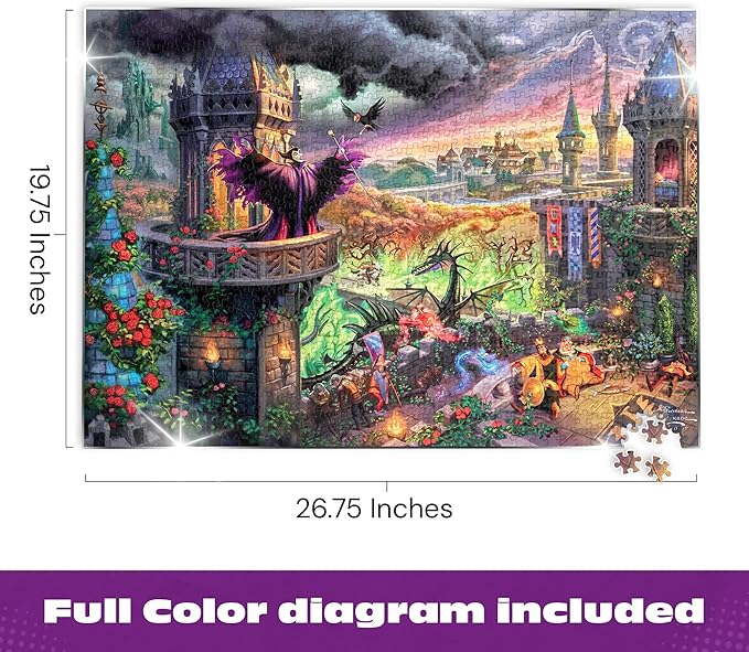 Buffalo Games - Silver Select Thomas Kinkade Disney Maleficent 1000 Piece Jigsaw Puzzle for Adults – Precision-Cut Pieces, Beautiful Artwork, and Hours of Relaxing Fun