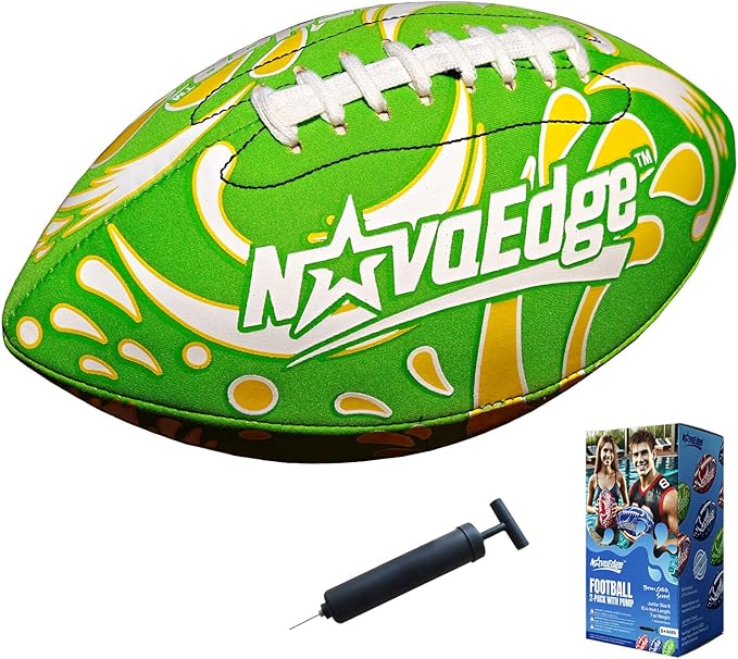 Hydro Water Football - 10.4-Inch Neoprene Pool Football for All Ages | for Water Play in Pool, Lake & Beach | Secure-Grip with Real Laces | Includes Pump | Choose 1 or 2 Ball Pack