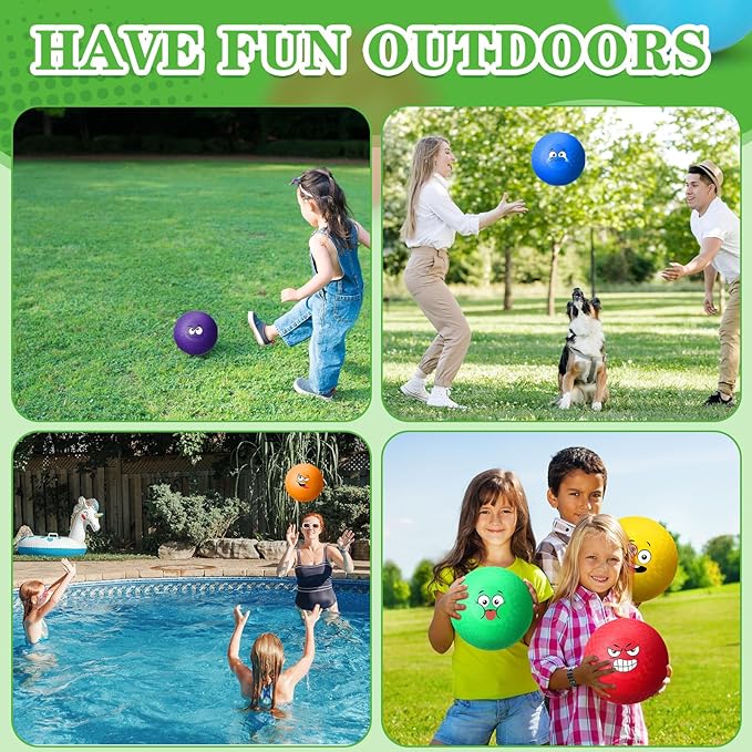 Jerify 30 Pcs Dodgeballs Playground Balls Bulk Colorful Emotion Handball Kickball Bouncy Balls for Indoor Outdoor Games Gym Camps Picnic Beach School