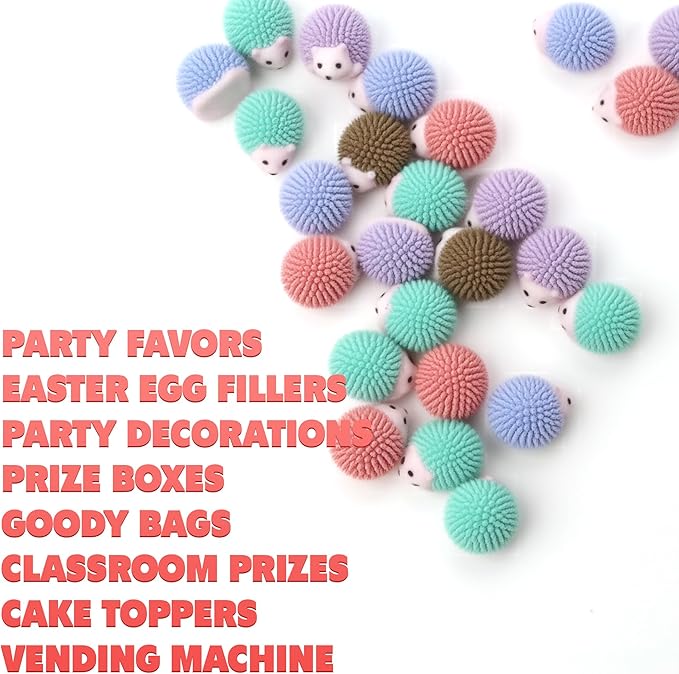 Entervending Hedgehog Mini Toys for Kids in Capsules - 50 Pcs of 1.1 Inch Plastic Capsule & Hedgehog Toy Figurines for Kids - Bulk Toys in Capsules - Easter Basket Stuffers