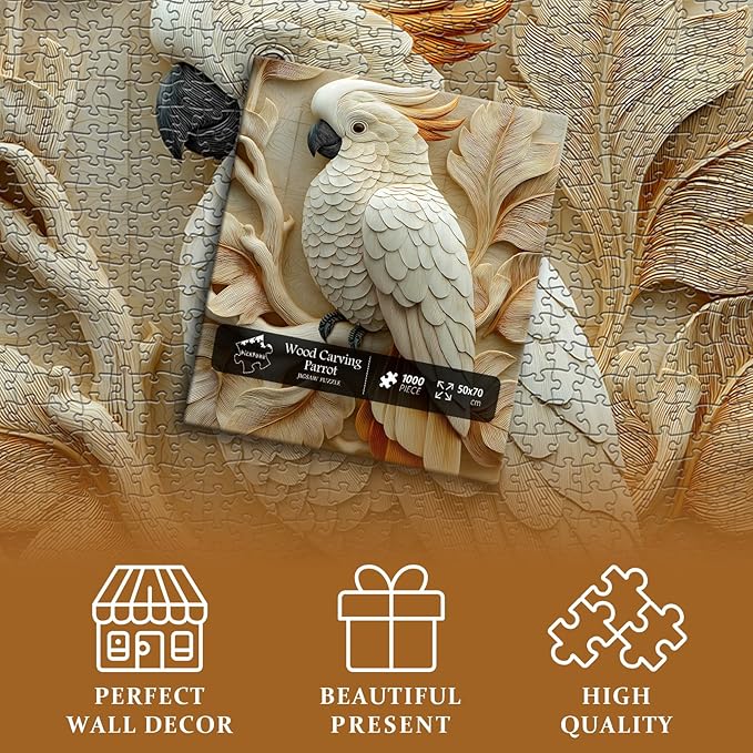 PICKFORU Parrot Puzzles for Adults 1000 Pieces, Bird Puzzle Nature Animal Carving Art, Impossible Challenge Hard Jigsaw Puzzle