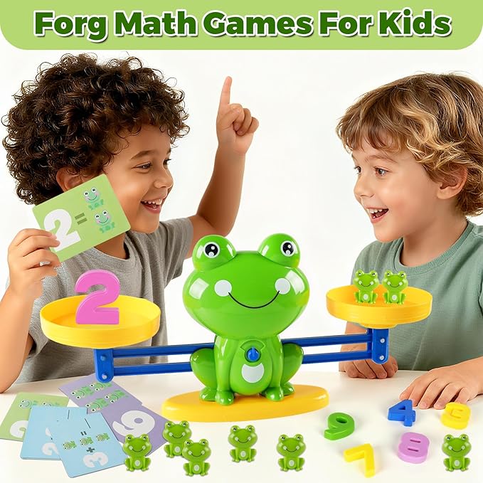 Frog Balance Math Toy for Preschool – Cool Counting Manipulatives and STEM Learning Materials for Kids Ages 5-7, Fun Number Match Activity for Pre-K Classroom and Early Education Centers