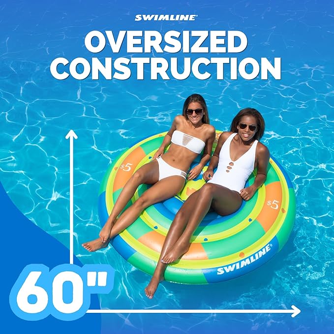 SWIMLINE Original Casino Chip Pool Float – Durable Vinyl Lounger for Adults & Teens – Fun Pool Float for Lake, Beach, or Backyard – Easy to Inflate and Store