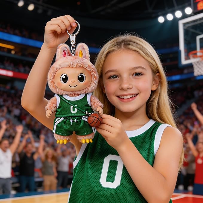 Sports-Themed Basketball Football 3-Piece Sets/Clothes for LABUBU 17cm Doll/17cm Dolls Clothing Accessories(No Dolls )/ (NO.0 - Green)