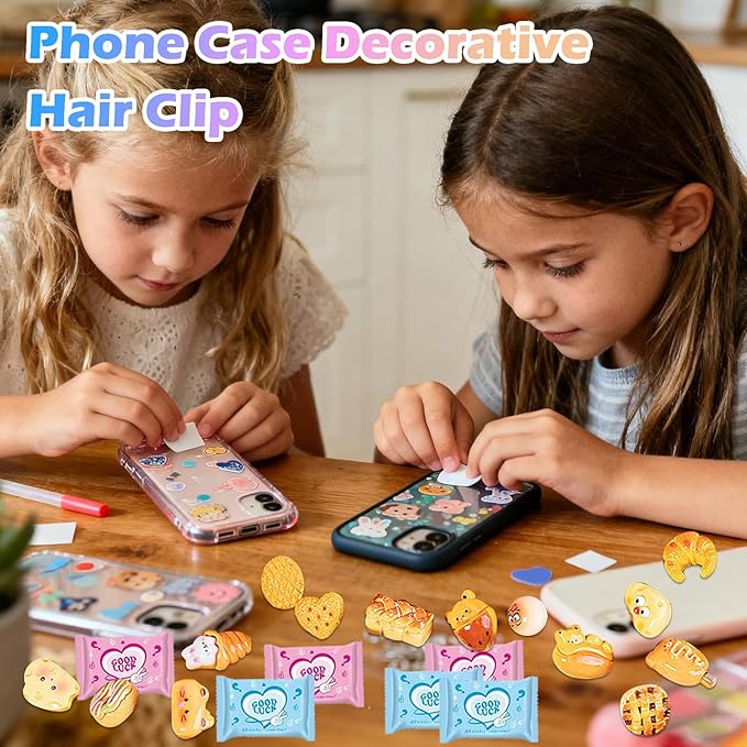 50PCS Mini Food Resin Mystery Blind Bags: Bread, Cookies, Pastries, Donuts Charms for DIY Phone Cases, Slime Charms, Scrapbooking & Craft Projects Party Favors, Classroom Rewards