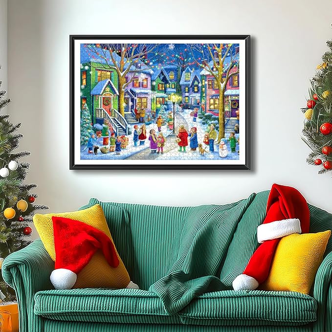 500 Piece Puzzle Christmas Village - Happy Backyard Under The Trees Jigsaw Puzzle for Adults Adults and Teens Family Challenging Perfect for Game Nights (23 x 15 inch)