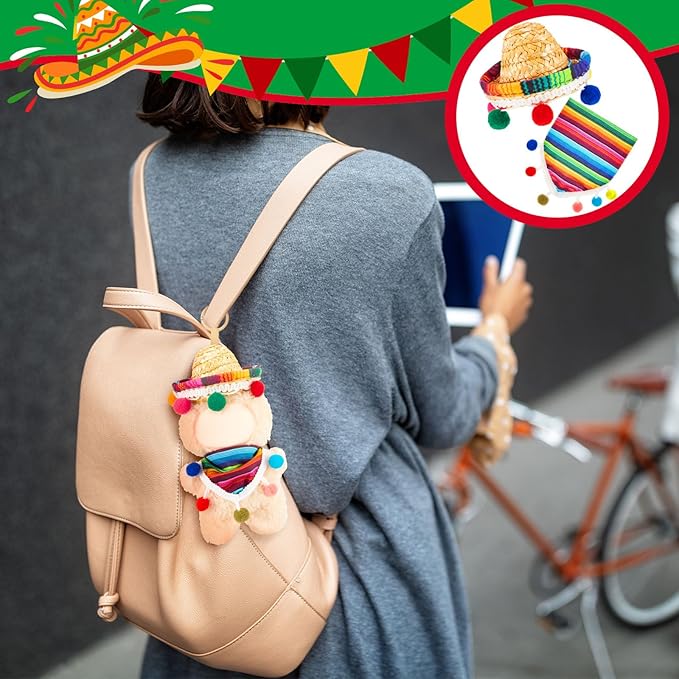Shyyween 2 Pcs 17cm Doll Mexican Costume Accessories Mini Western Cowboy Mexican Hat with Bandana Scarf Outfit Set Accessories for Birthday Christmas Anniversary Collectors' Gift, Doll Not Included