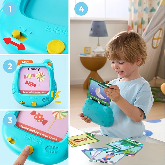 JOVA lalalark Kids Learning Tablet for Toddlers 3-5, 200 Pages Talking Flash Cards with Sight Words & Games, Montessori Learning Toys for Words, Simple Math, Logical Thinking, Easter Basket Stuffer