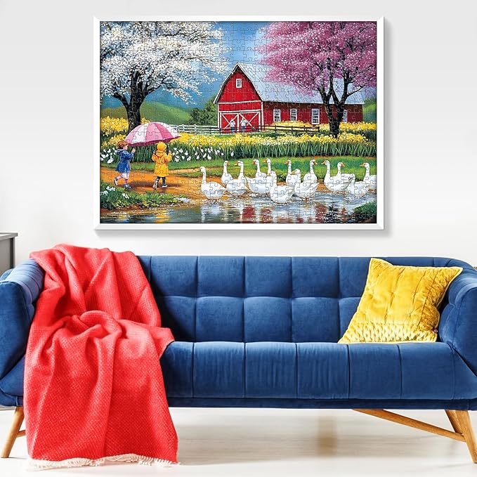 500 Pieces Jigsaw Puzzles for Adults, Farm Animal Puzzle for Adults Seniors, Playing on Rainy Puzzle 500 Pieces, Gift for Birthday, Home Decor (20.5 * 15 in)