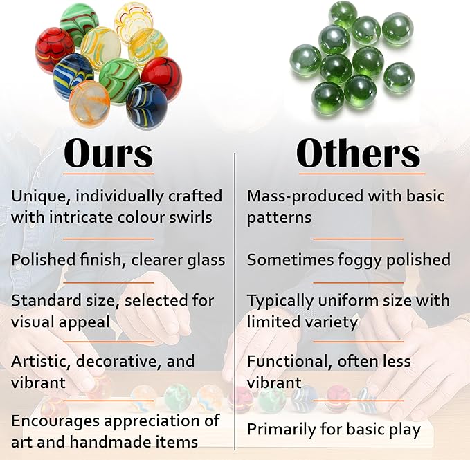ARSUK Large Glass Shooter Marbles for Decoration 25mm/1 inch 10pcs Assorted Colour Marble Game, Marble Run Accessories Learning and Recreational, Sports & Outdoor Play (10pcs Handmade Marbles)