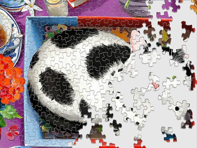 Springbok The Purr-FECT Fit 500 Piece Jigsaw Puzzle for Adults – Poster Now Included - Playful Cat – Unique Cut Pieces – Made in USA