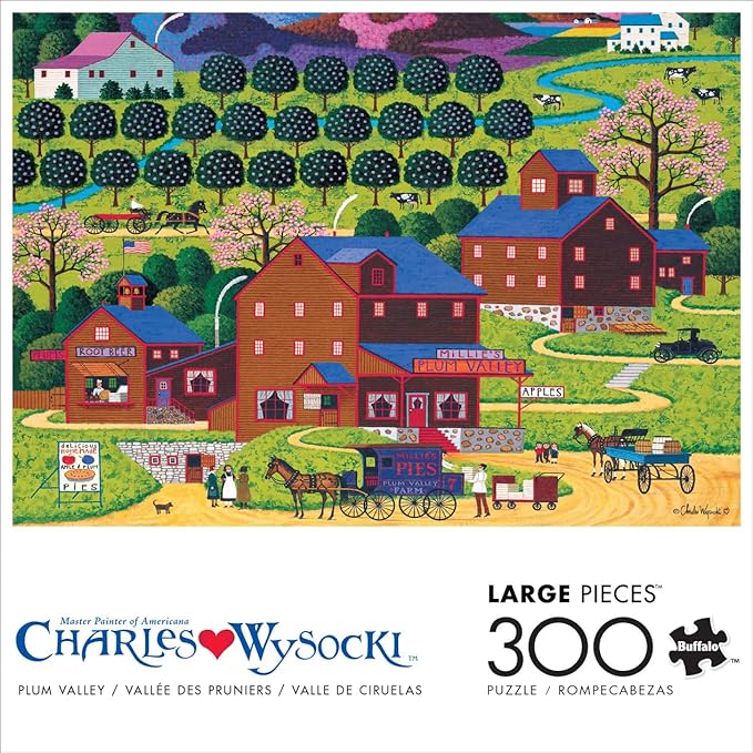 Buffalo Games – Plum Valley - Charles Wysocki - 300 Oversized Piece Jigsaw Puzzle  Larger Shapes - Great for Adults, Seniors, Family, Kids, Easy to Grip