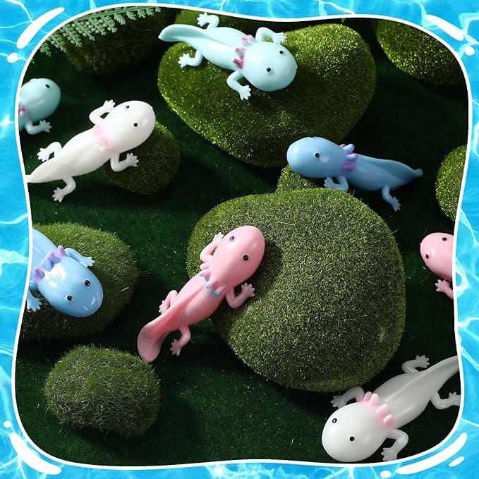 HyDren 28 Pcs Rubber Axolotl Slingshot Sensory Fidget Toy Axolotl Party Favors Party Supplies Stress Relief Toys for School Classroom Exchange Prizes Amphibiously Gifts Decor