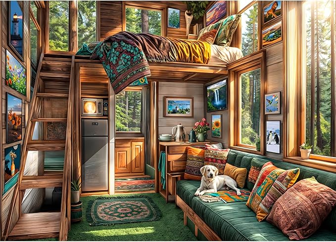 Forest House Puzzles for Adults 1000 Pieces, Letters on Back, Hard Difficult Challenging, Precise Interlocking Pieces, Home Wall Decoration & Ideal Gift
