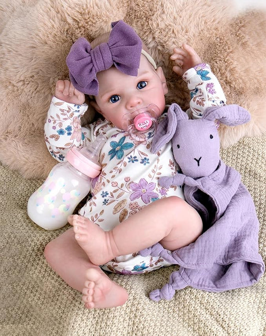 Aori Reborn Baby Dolls Lifelike 20 Inches - Realistic Newborn Girl Dolls with Feeding Toy Kit That Look Real, Nice Companion Gift Set for Kids, Grand-Parents