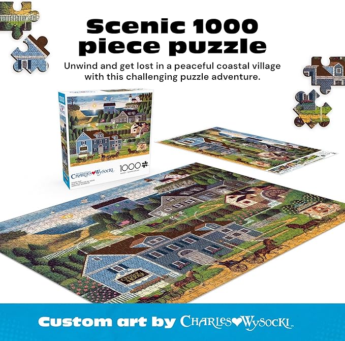 Buffalo Games – Charles Wysocki Sunset Bay 1000 Piece Jigsaw Puzzle for Adults, Classic Coastal Americana Artwork, Made in USA
