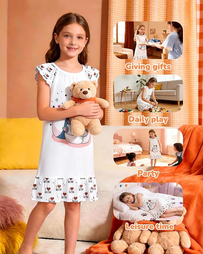 LQSZ Doll and Girl Matching Nightgown Outfit Pajamas Nightie Nightgown for Girls and Dolls Clothes