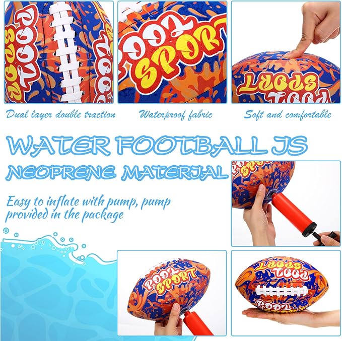2 Pieces Water Football for Kids 9 Inch Swimming Pool Waterproof Outdoor Beach Football Pool Game for Kids Teens Adults