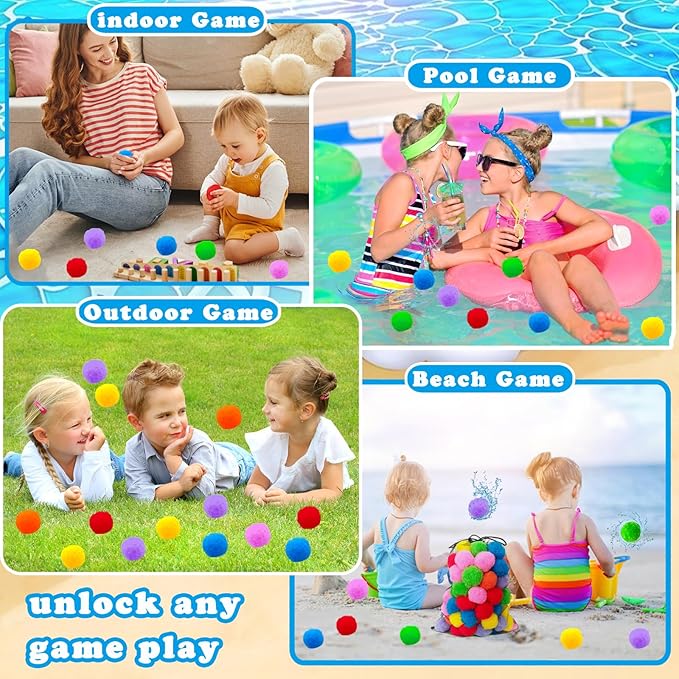 100PCS Reusable Water Splash Balls,2.4 Inch Soft Soaker Balloons Fake Snowballs for Kids Outdoor Water Fight Games,Pool Backyard Fun with 1 Mesh Bag