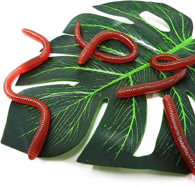 Honbay 30PCS Plastic Soft Fake Earthworm Faux Lifelike Stretchy Rubber Earthworms Trick Toy for Halloween April Fool's Day Party