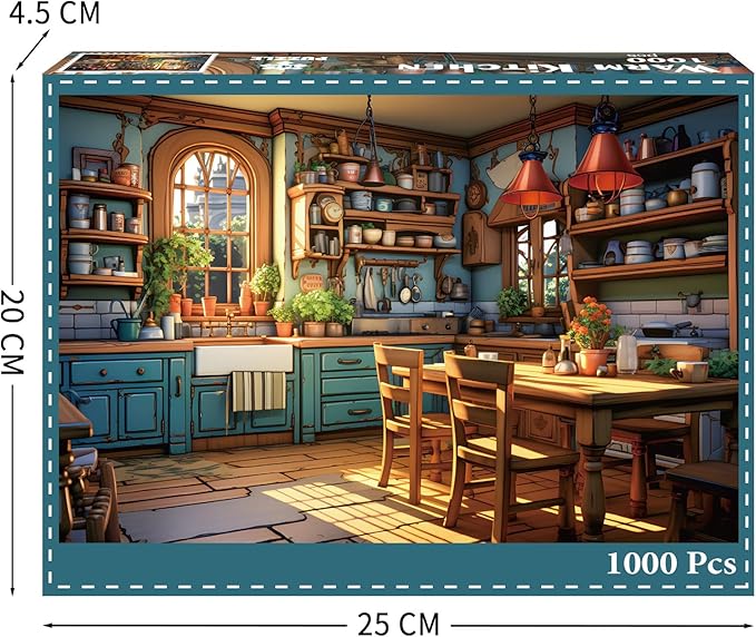 Warm Kitchen - Puzzles for Adults 1000 Pieces, Jigsaw Puzzles for Adults 1000 Piece, Challenging Game Toys, Impossible Puzzle, Family Decoration Puzzle
