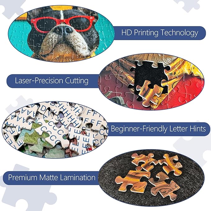 1000 Piece Puzzle for Adults, Challenging Rock&Roll Dog Cat Band Jigsaw Puzzles, Premium Matte Finish, 27.56 x 19.68 Inches, Perfect for Game Nights
