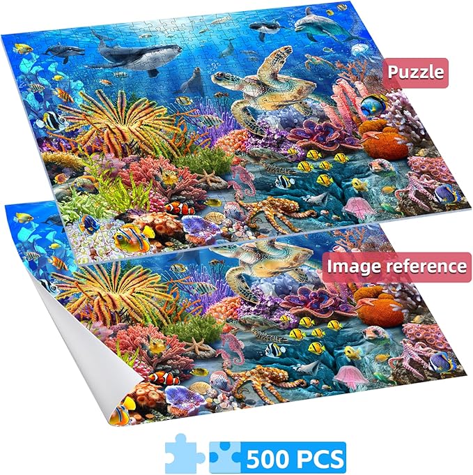 500 Piece Puzzles for Adults, Underwater World Jigsaw Puzzles 500 Pieces Ocean Scene Challenging Puzzle