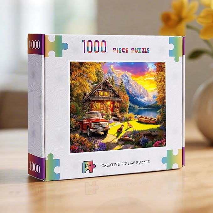 Lake Cabin Puzzles for Adults 1000 Pieces, Impossible Hard Difficult Challenging Jigsaw Puzzle 1000 Pieces, Christmas Birthday Gifts Home Decor for Adults/Friends/Family
