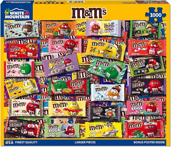 White Mountain 1000 Piece Jigsaw Puzzle Holiday Puzzles with Large Pieces for Adults and Family 24"x30" - M&M's