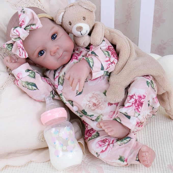 Milidool Realistic Reborn Baby Dolls Girl - 20 Inch Lifelike Real Life Newborn Baby Dolls with Poseable Body and Accessories for 3+ Year Old Girls Gifts, Pretend Play, Collection
