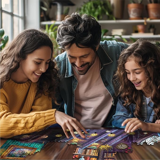 White Mountain 1000 Piece Jigsaw Puzzle Cozy Library Corner Puzzles with Large Pieces for Adults and Family 24"x30" - Book Nook