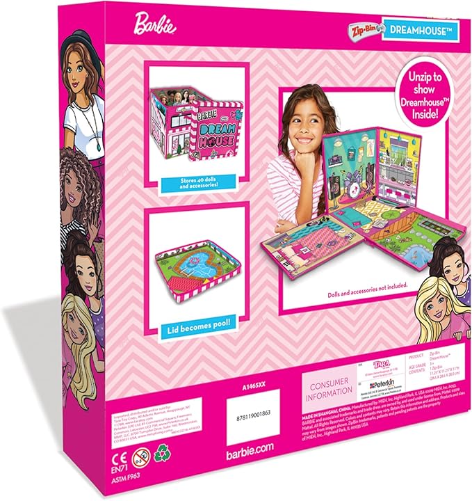 Barbie ZipBin 40 Doll Dream House Toy Box & Playmat