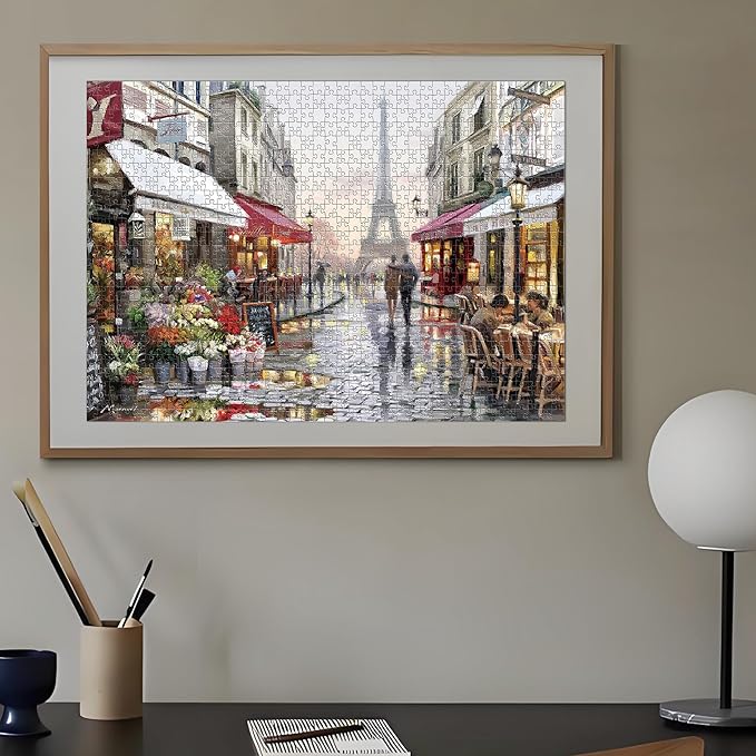 1000 Piece Jigsaw Puzzle for Adults Teens Kids - Fine Art Challenging, Paris Street 1000Pcs Puzzle, Family Game Gift, Size 27"x20"