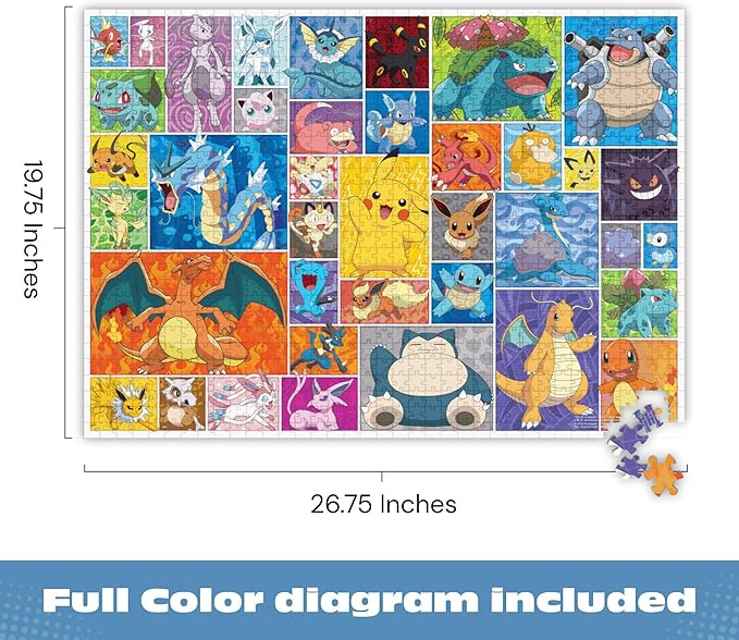 Buffalo Games - Pokemon - Frames - 1000 Piece Jigsaw Puzzle for Adults Challenging Puzzle Perfect for Game Nights - 1000 Piece Finished Size is 26.75 x 19.75, Large