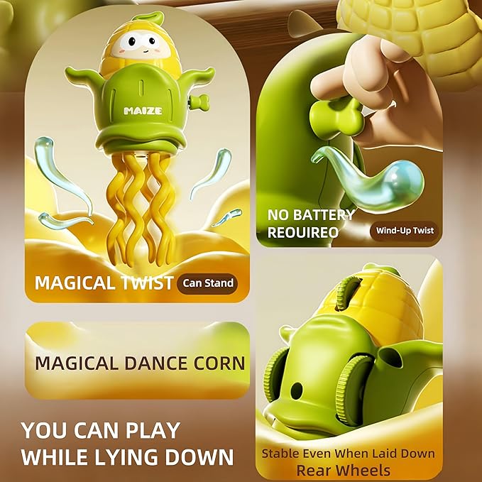 Wind-Up Toys 2 Pack Corn, Dual Play Modes, Dancing & Sliding Car, Spring Summer Fun, Birthday Party Favor, Parent-Child Interactive Gift, Educational & Brain-Boosting Toy for Kids 3+(2 Pack Corn)