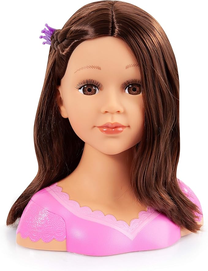 Bayer Design: Charlene Super Model Make Up Head, Brown Hairs, Brunette, Comes with Make-Up and Stickers, Styling Ideas Shown on Showbox, For Ages 3 and up