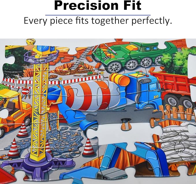 Puzzles for Kids Ages 5-8 6-8 8-10 Year Old - Busy Engineering Vehicle - 100 Pieces Jigsaw Puzzle for Kids 100 Piece Puzzle for Adults Learning Educational Puzzles for Boys Girls