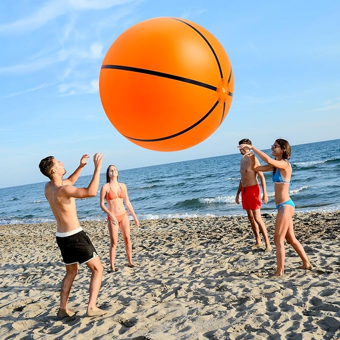Lewtemi Giant Inflatable Sports Balls Large Inflatable Beach Ball Baseballs Soccer Rainbow Basketball Football for Sport Birthday Party Favor(2 Pcs,Soccer, Basketball,40 Inch)