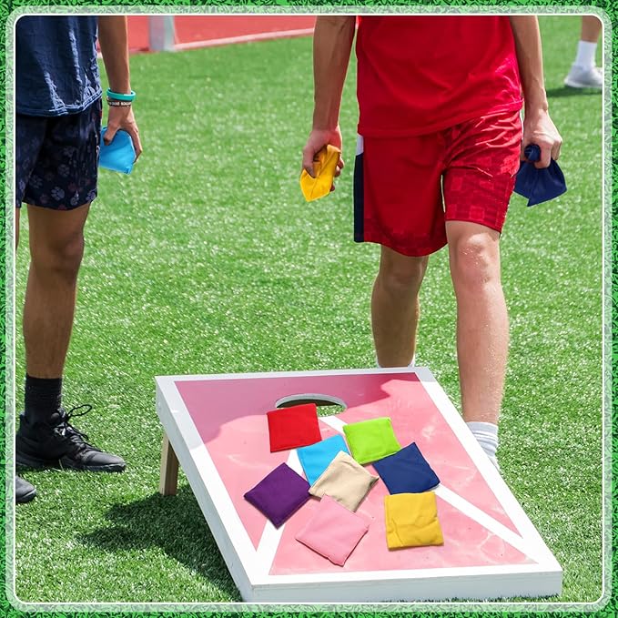 32 Pack Bean Bags Toss for Kids Cornhole Bean Bags Colorful Bean Bags for Tossing Canvas Toss Bags Hand Toy Toss Games Weights for Outdoor Yard Games, Assorted Colors (Fresh Colors,3.94 x 3.94 Inch)