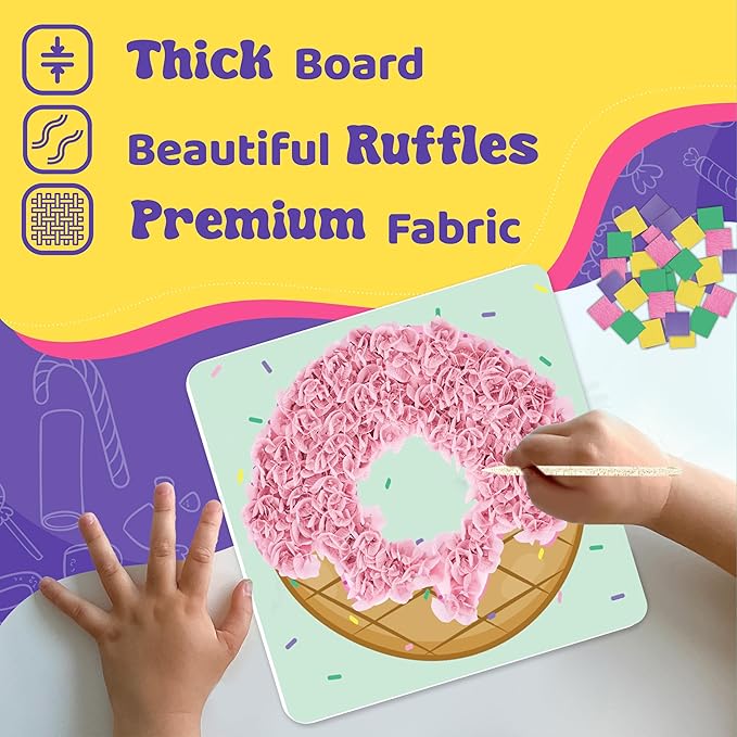 jackinthebox Poke Poke Art for Kids - Candyland Theme, Mess-Free Fabric Art and Craft, Flower Pressing Kits, Gift for Kids, DIY Activity Boy Gift, Easter Gifts for Girls and Boys Ages 4 5 6 7 8