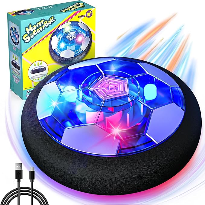 Rechargeable Hover Soccer Ball for Kids - Boy Birthday Gifts Age 6, 7, 8, 9, 10, 11, 12 Year Old, Indoor Light-Up Air Power Floating Soccer Ball Boy Toys for Kids Age 4-6, 6-8, 8-12