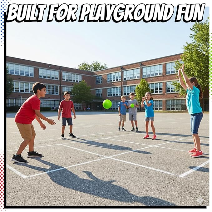 7-inch Dodgeballs For Kids & Adults (6 Pack) - Rubber Kickball Playground Four Square Balls With Pump - Colorful Indoor Or Outdoor Play Sports Balls For School PE Class, Recess, Backyard Game