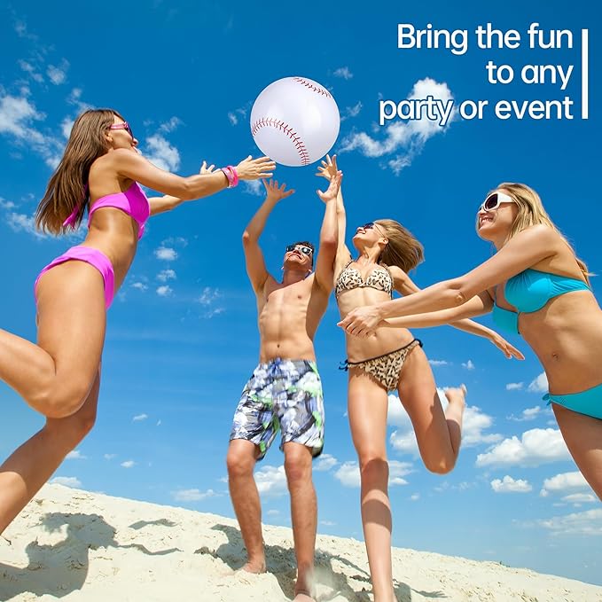 Fovths 6 Pack Inflatable Baseball Party Supplies for Adults 11 Inch Summer Beach Ball Bouncing Ball Sports Theme Favors for Outdoor Pool Birthday Party Decorations