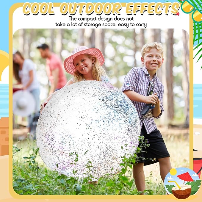 Tanlade 4 Pcs 42 Inch Jumbo Glitter Inflatable Beach Ball Large Giant Shiny Beach Pool Ball for Outdoor Activity Summer Birthday Water Game Toys Sports Themed Party Favors Decoration(Sequins)