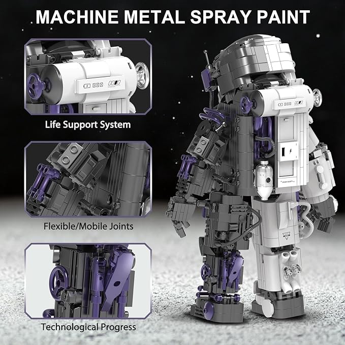 Finger Rock Space Astronaut Building Set for Adults, Semi-Mechanical Astronaut Action Model with Display Stand for Office Home Decorations, Spaceman Toys Gifts for Teens 14+