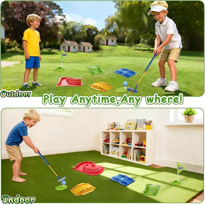 Kids Golf Set with Club - 16Pcs Kids Toy Golf Games Set, Mini Games Toddler Golf Set, Sports Outdoor Indoor Toys, Birthday for Girls Boys