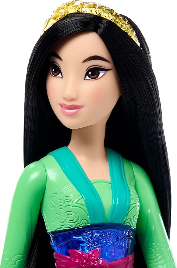 Mattel Disney Princess Mulan Doll in Sparkling Fashion with Removable Skirt, Headband and Shoes, Posable & Collectible, Inspired by Movie