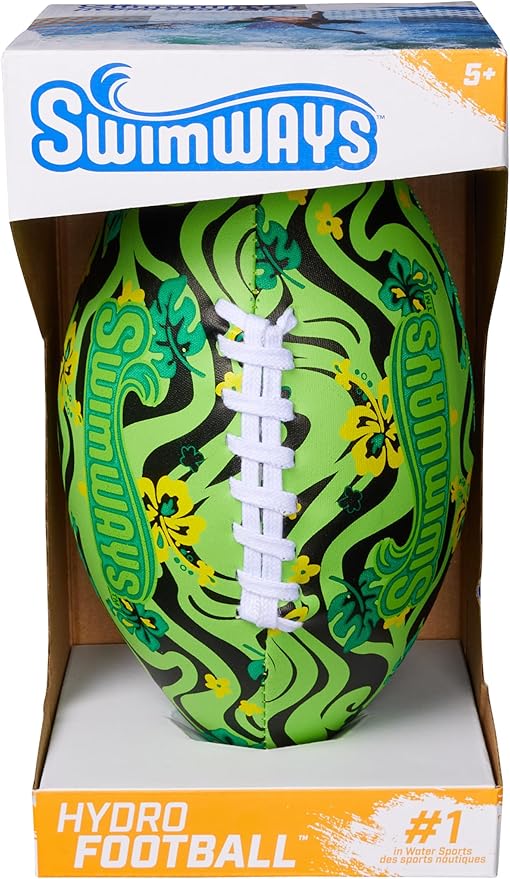 Swimways Hydro Waterproof Football, Outdoor Games for Adults and Kids, Swimming Pool Accessories and Pool Party Games,9.25 Inches, Green