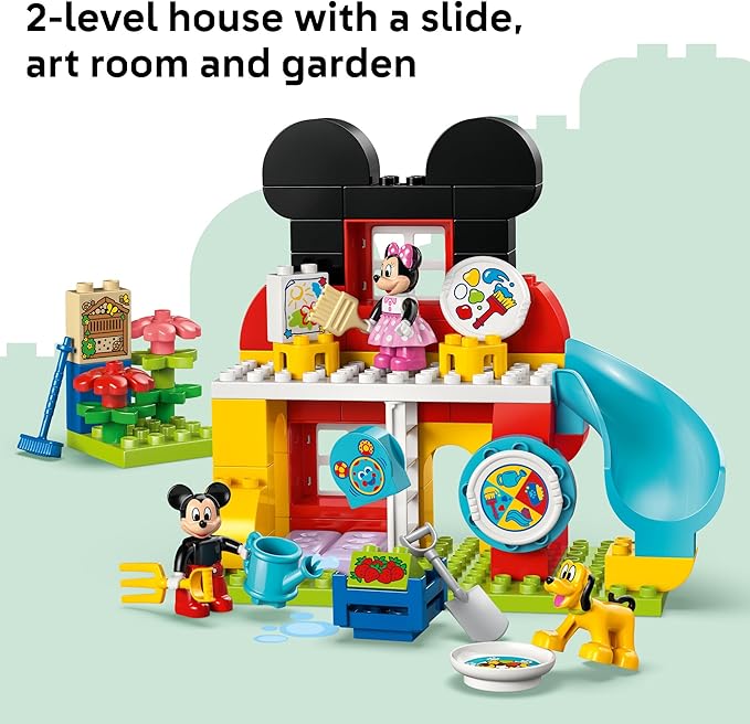 LEGO DUPLO Disney Mickey Mouse Clubhouse with Minnie & Pluto Building Toy - Fine Motor Skill Toy for Toddlers, Ages 2+ - Mickey Mouse Toy for Boys & Girls - Birthday Gift for Kids - 10465