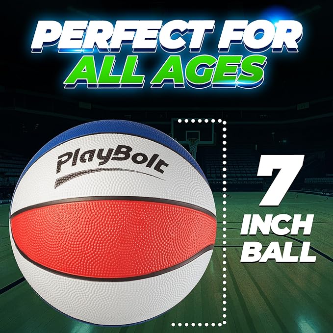 Size 3 Mini Basketballs (3 Pack) - 7-Inch Junior Rubber Basketball Set - Youth Beginner Kids Basketballs for Backyard Pool Parties, Arcade Games, Practice